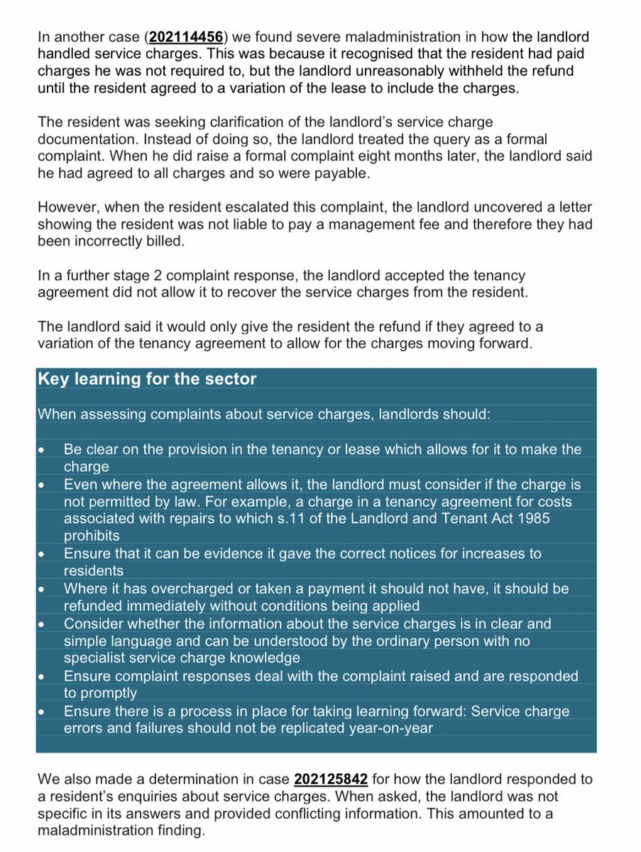 Get your section 22 requests in against your landlord for #servicecharges to see what you’re paying for. Complain if any of your service charge isn’t being provided or not good enough. Only pay for what you’re supposed to and if it’s of good quality. Ombudsman extracts provided.