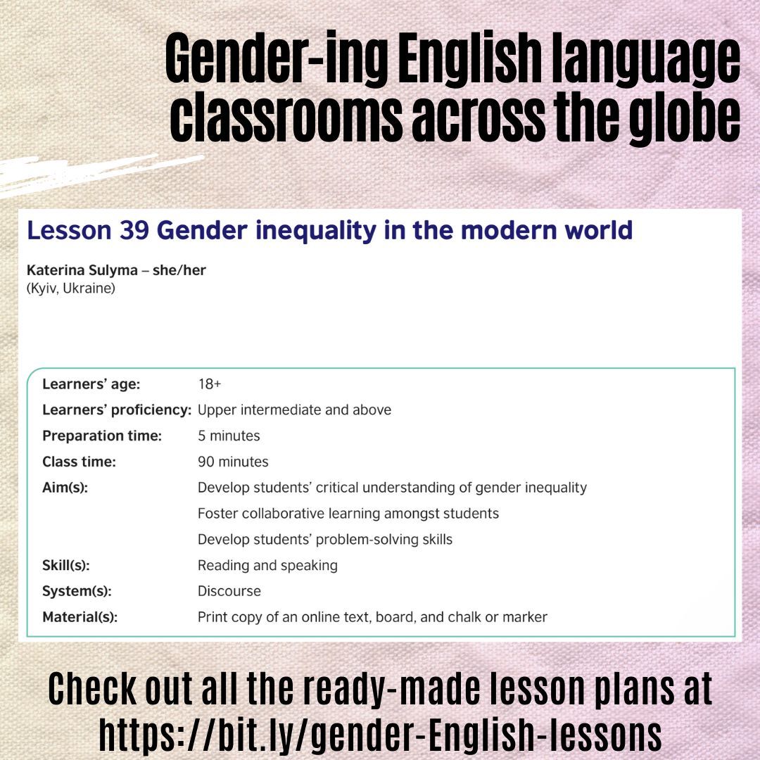 Develop your English language students' understanding of how gender inequality impacts one's mobility, divorce rights, citizenship, land ownership, access to education, among other key topics. See Katerina Sulyma's lesson + several others: bit.ly/gender-English… @TeachingEnglish