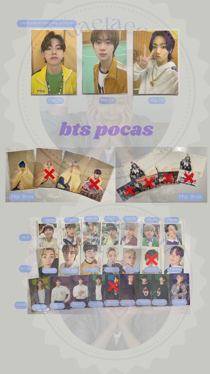 vantaetaecart's tweet photo. wts lfb ph

REPRICED bts pcs 

- ❌ sensi
- can be tingi / set
- price is nego for set takers / bundle of 3!
- read the reminders before claiming

🏷️ bts bangtan jin namjoon rm yoongi suga hoseok jhope jimin taehyung v jungkook pc wts lfb ph https://t.co/aTVhUqTtqN