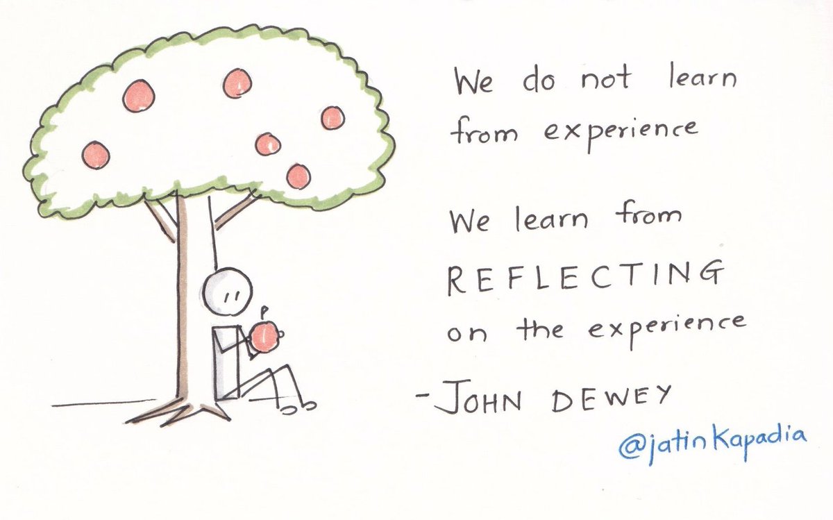 Sir Isaac Newton did not discover Gravity just because an apple fell on him. He did so because he reflected on the experience.

'We do not learn from the experience, we learn from reflecting on the experience' - John Dewey

#SketchNote 
#VisualNotes