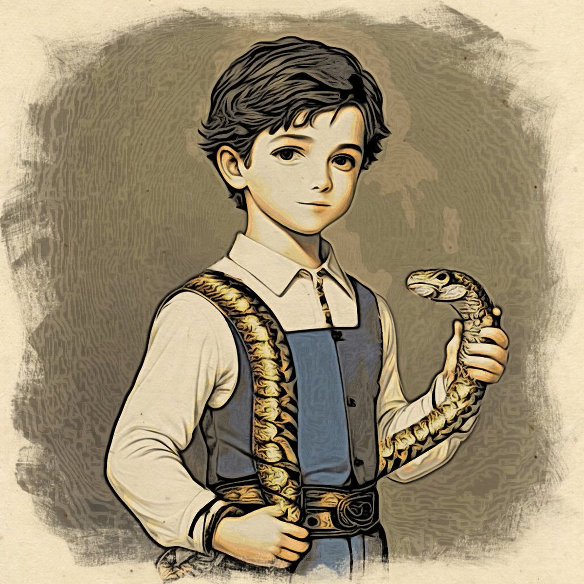 blissofart's tweet photo. 🐍𝐒𝐞𝐫𝐞𝐧𝐝𝐢𝐩𝐢𝐭𝐲 🐍- a portrait that whispers tales of courage and serenity @FineArtAmerica 

Witness the fearless embrace as a courageous boy holds a snake with unwavering confidence. 🐍

https://t.co/uuFaRj7Fja

#artprint #artforsale #blissofart #art https://t.co/qqXgfRNofM