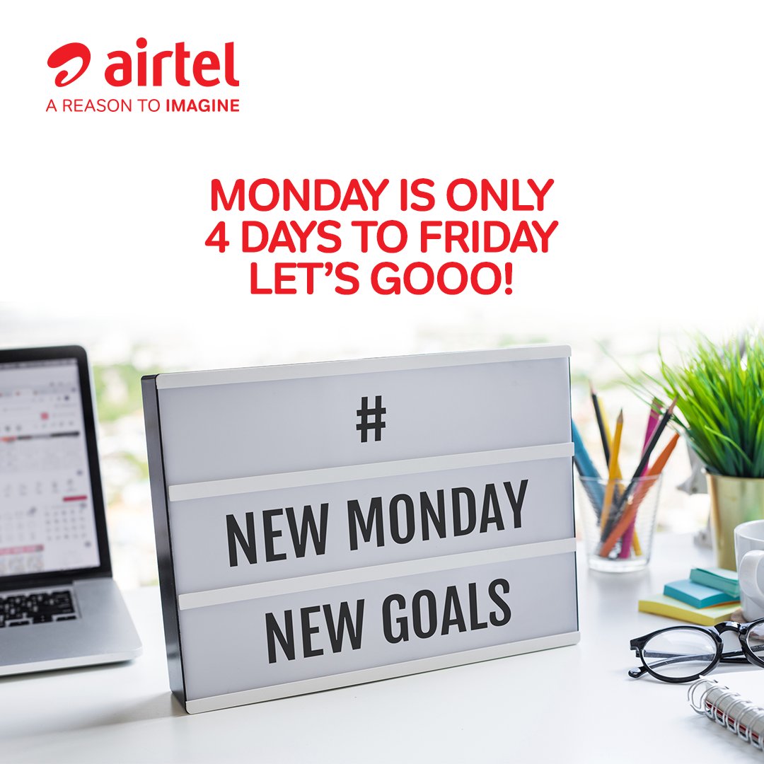 AIRTEL_KE's tweet image. Monday is only 4 days to Friday! Let&apos;s go!  #ConquerTheWeek Win!