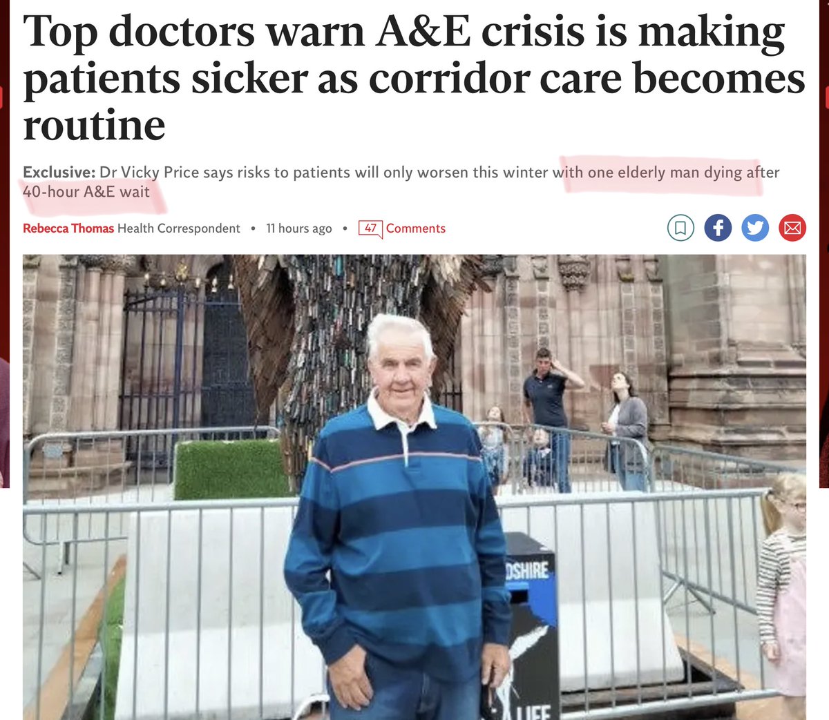 Is the NHS now a 2nd or 3rd World Service? I’m undecided. 

Dr Adrian Boyle, president of the Royal College of Emergency Medicine (RCEM):  elderly patients are waiting so long for treatment in A&E that that THEY’RE DEVELOPING BED SORES AND DELIRIUM.

independent.co.uk/news/health/nh…