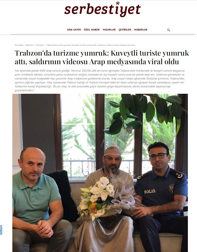 Somali Cumhurbaşkanının oğlu bir vatandaşımızı öldürüp serbest bırakılıp ülkeden kaçarken, Yemen eski savunma bakanının oğlu bir vatandaşımızı ağır yaralayıp serbest bırakılırken, Trabzon'da bir Kuveytliye yumruk atan Türk Genci tam 85 gündür tutuklu.
Herkese hayırlı haftalar..