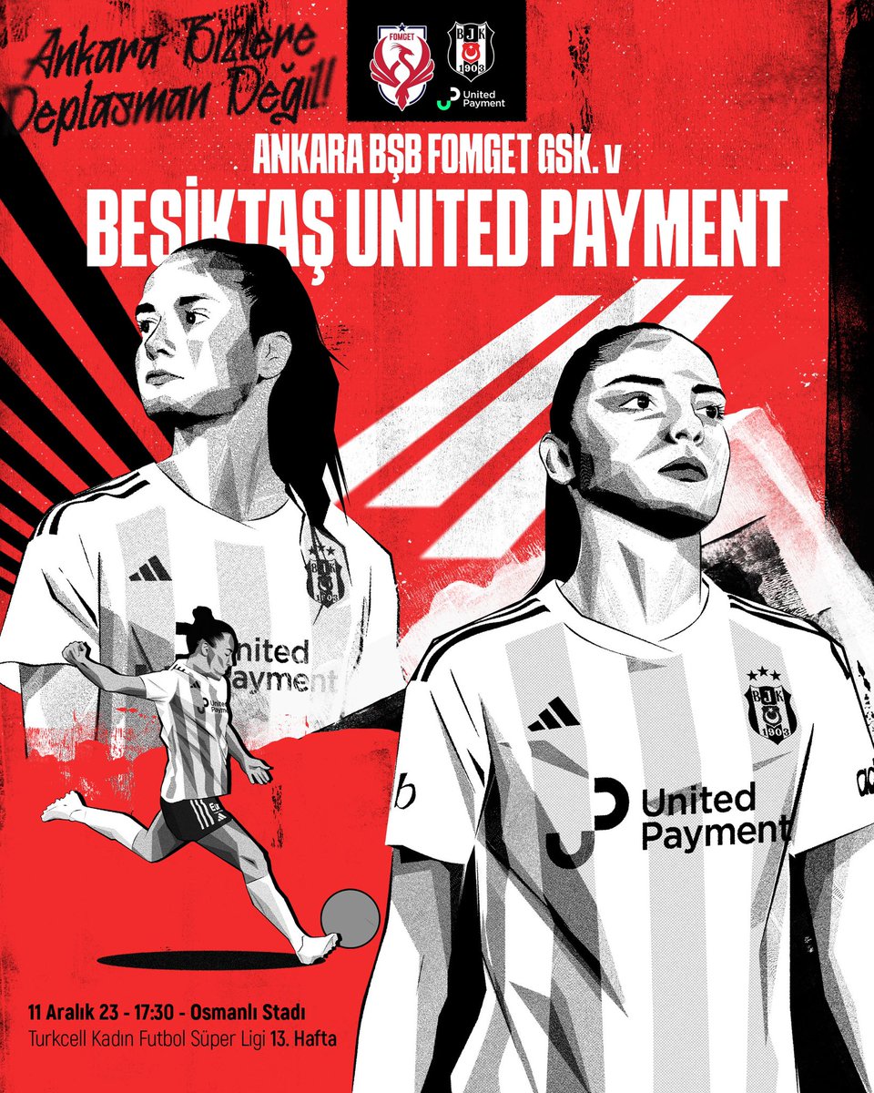 🔥 Maç Günü
🏆 Turkcell Kadın Futbol Süper Lig 13. Hafta
🆚 ABB Fomget G.S.K
⏰ 17.30
🏟 Osmanlı Stadı
🦅 #FMGvBJK
📺 TRT Spor