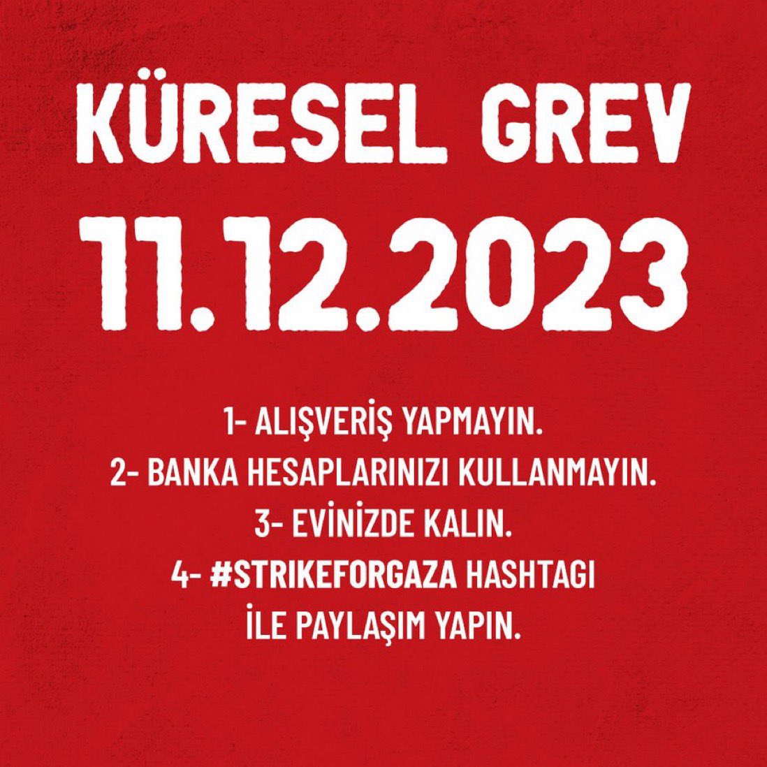 “Ben tek başıma ne yapabilirim ki” deme! En azından bugün bunları yapmayarak destek olalım. #StrikeForGaza