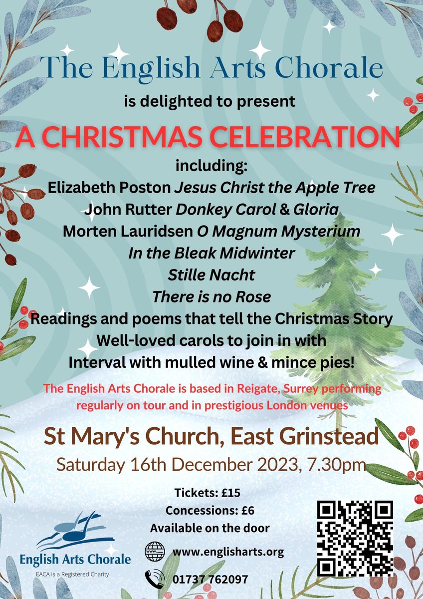 Saturday 16 December #EastGrinstead #whatsonwestsussex #carolconcert #carols #christmasstory