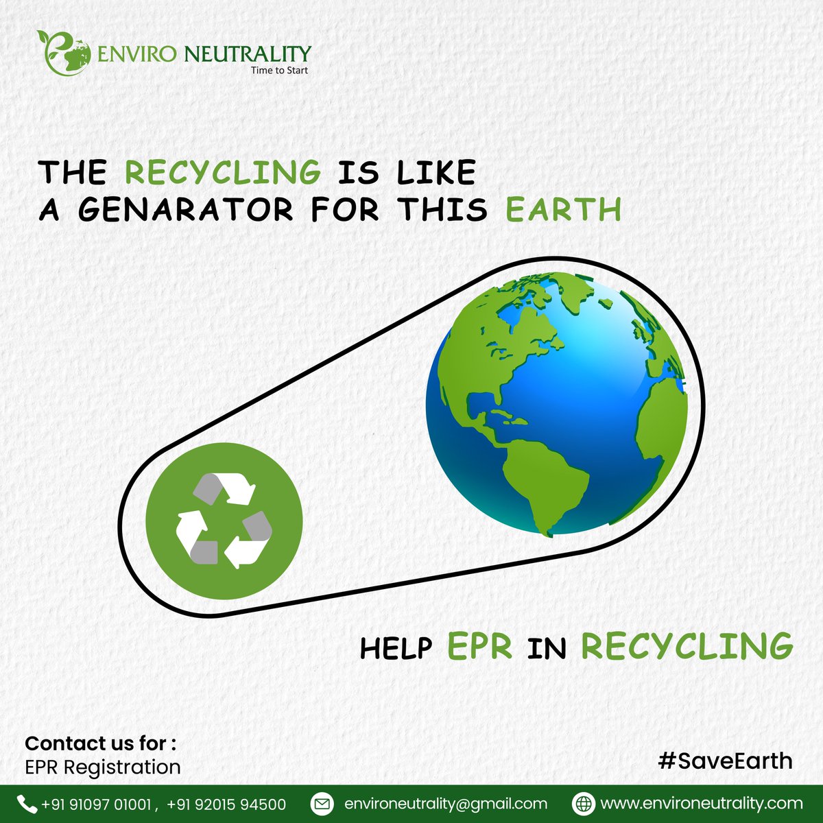 📷 Recycling is like a power generator for 📷!
#RecycleForEarth #SustainableLiving #epr #ewaste #rubberwaste #plasticrecycling #carboncredits #environment #environeytrality #swacchatasurvekshanmission #globalwarming #circulareconomy #CPCB #eprcompliance