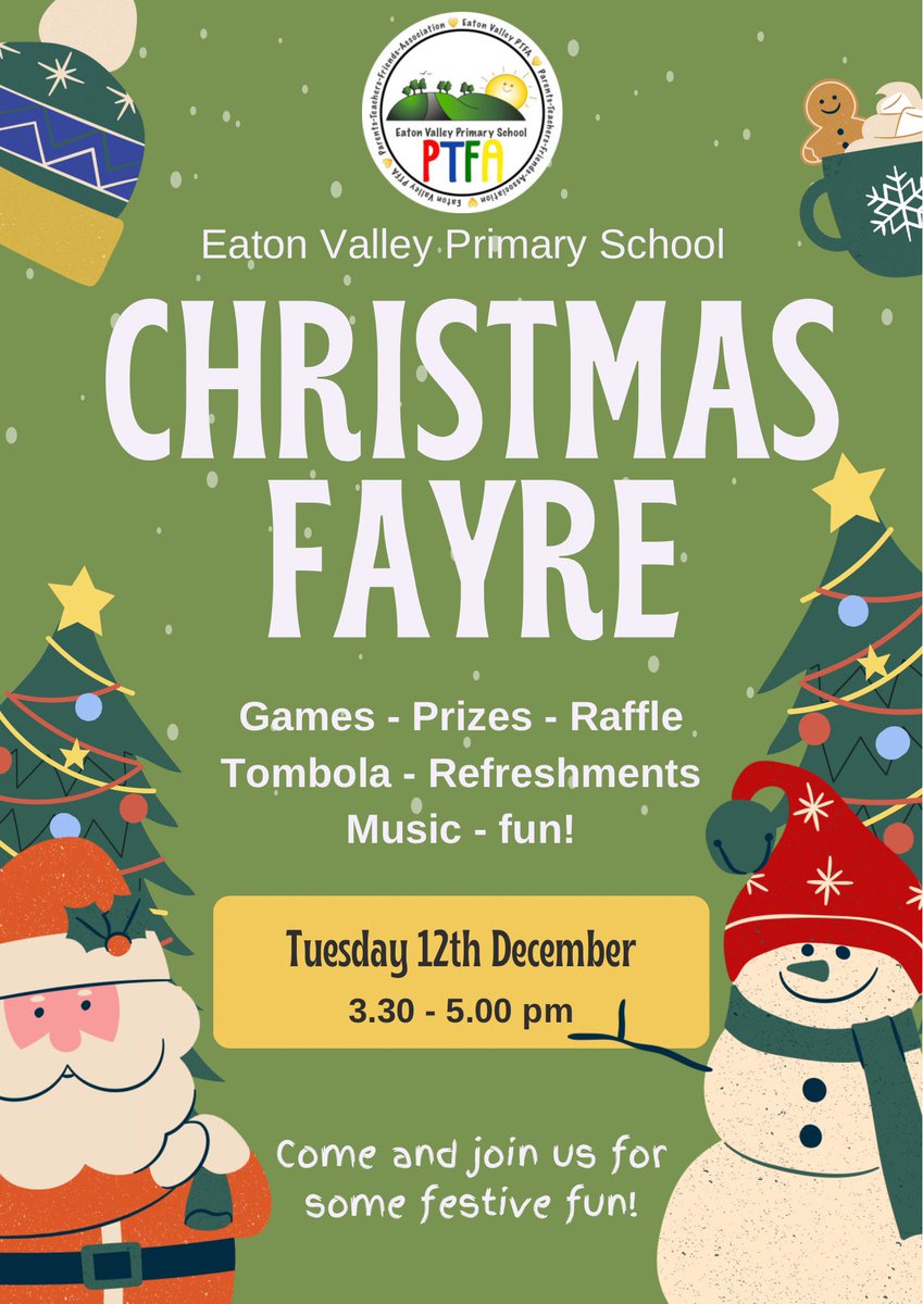 Tomorrow <a href="/EVPrimary/">Eaton Valley Primary School</a> !!!!
