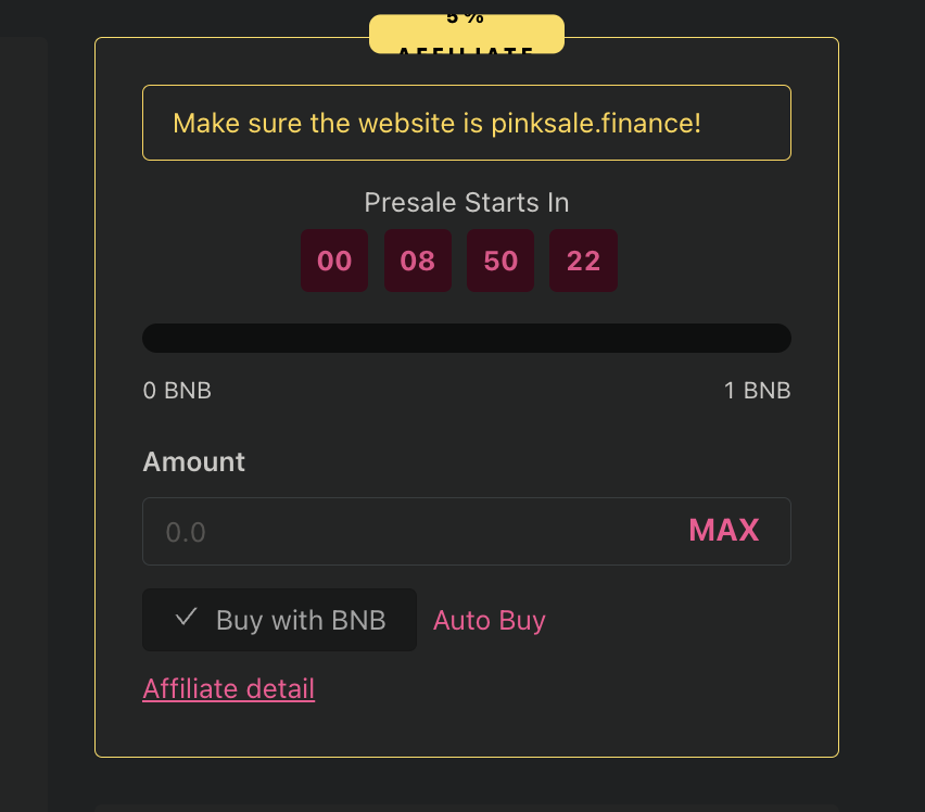less 9 hours to presale starts! 
<a href="/pinkecosystem/">PinkSale (Pink Ecosystem)</a>
pinksale.finance/launchpad/0x72…