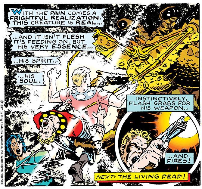 Man, Jim Keefe only had one strip a week on Flash Gordon but he knew when to serve it up RAW