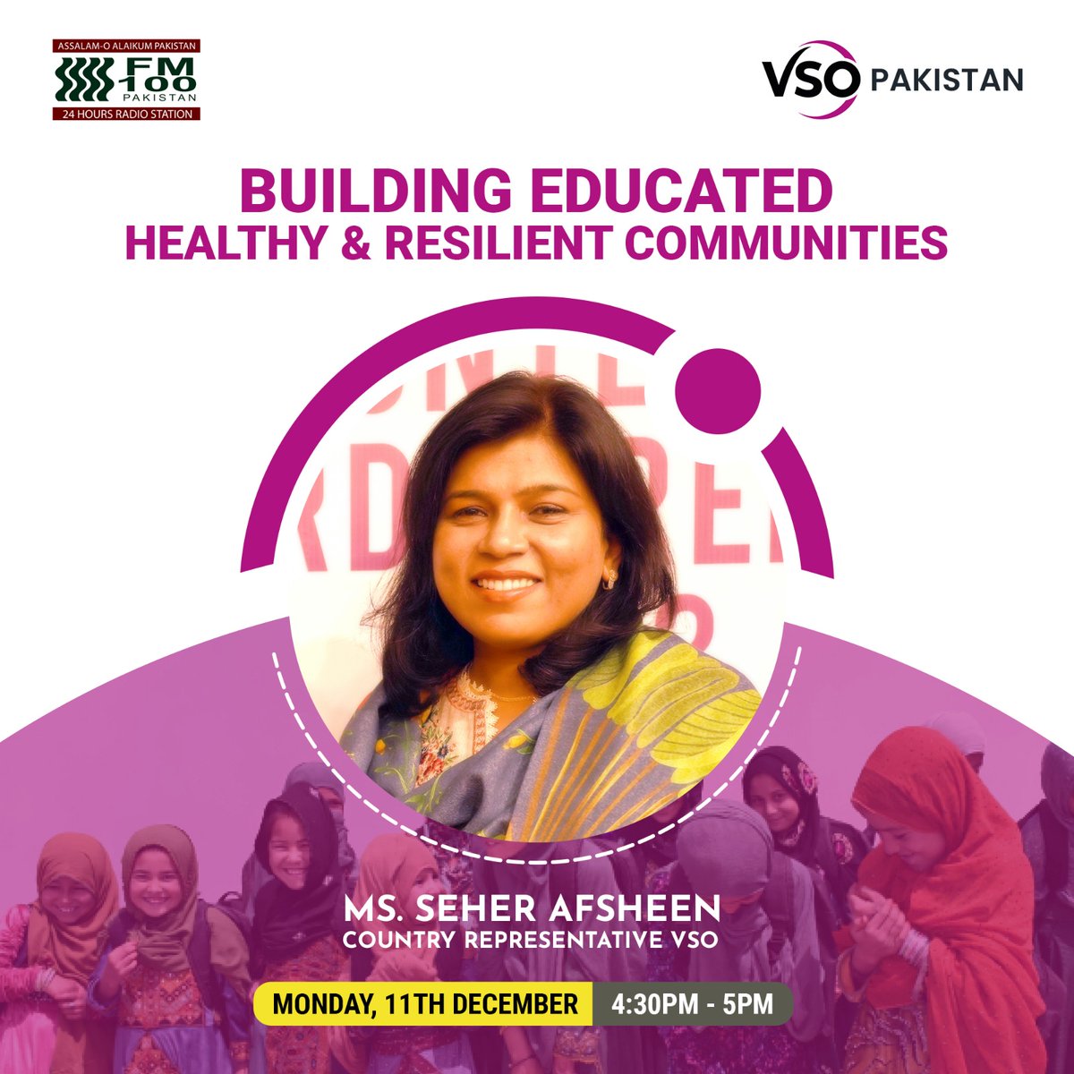 VSO Pakistan (@vsopakistan) on Twitter photo Tune in FM 100, Country Representative VSO Pakistan "Ms. Seher Afsheen" Live today (Monday 11th December, 2023) at 4:30 p.m to 5:00 p.m
<a href="/EduCannotWait/">Education Cannot Wait</a> <a href="/VSO_Intl/">VSO</a> <a href="/itacecorg/">Idara-e-Taleem-o-Aagahi (ITA)</a> <a href="/Taraqee01/">Taraqee Foundation</a> <a href="/prdspk/">Participatory Rural Development Society (PRDS)</a> <a href="/FCDOGovUK/">Foreign, Commonwealth & Development Office</a> <a href="/PAGEPakistan/">PAGE Foundation</a> <a href="/USAID_Pakistan/">USAID Pakistan</a> <a href="/streetchilduk/">Street Child</a> <a href="/RSPNPakistan/">Rural Support Programmes Network</a> Tune in FM 100, Country Representative VSO Pakistan "Ms. Seher Afsheen" Live today (Monday 11th December, 2023) at 4:30 p.m to 5:00 p.m
<a href="/EduCannotWait/">Education Cannot Wait</a> <a href="/VSO_Intl/">VSO</a> <a href="/itacecorg/">Idara-e-Taleem-o-Aagahi (ITA)</a> <a href="/Taraqee01/">Taraqee Foundation</a> <a href="/prdspk/">Participatory Rural Development Society (PRDS)</a> <a href="/FCDOGovUK/">Foreign, Commonwealth & Development Office</a> <a href="/PAGEPakistan/">PAGE Foundation</a> <a href="/USAID_Pakistan/">USAID Pakistan</a> <a href="/streetchilduk/">Street Child</a> <a href="/RSPNPakistan/">Rural Support Programmes Network</a>
