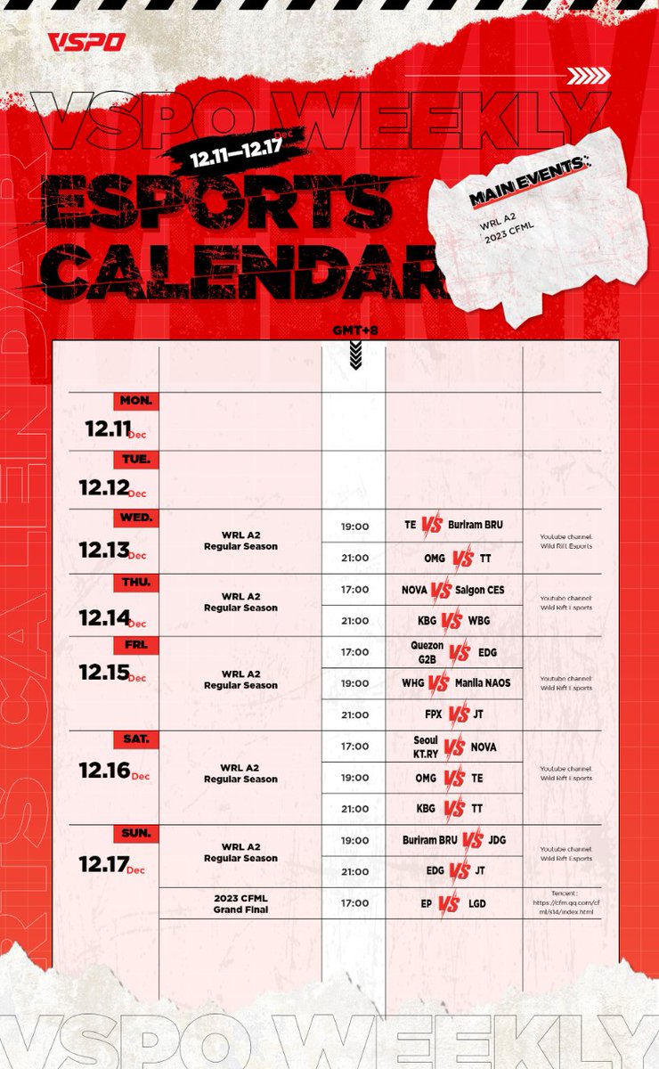 realheroesports's tweet image. Here comes VSPO&apos;s weekly esports calendar. Are you looking forward to the 2023 CFML Grand Finals? #cfml
