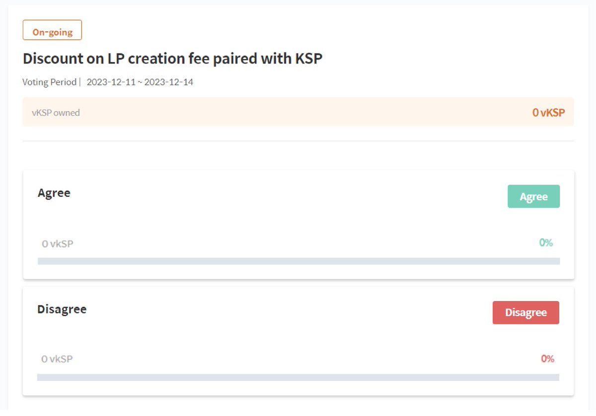 📢KLAYswap NEWS Voting for General Proposal <Discount on LP creation fee paired with KSP> is going on. ⏰Voting Period: 11/12/23 - 14/12/23 Please join the voting & practice your voting power🚀 👉Go to vote: klayswap.com/governance/109