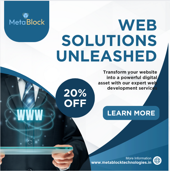 metablocktech2's tweet image. Elevate your online presence with our expert web development services. Where innovation meets functionality, we turn ideas into immersive digital experiences. Let's build your success story together! 💻
#metablock #metablocktechnologies #WebDevelopment #BlockchainSolutions