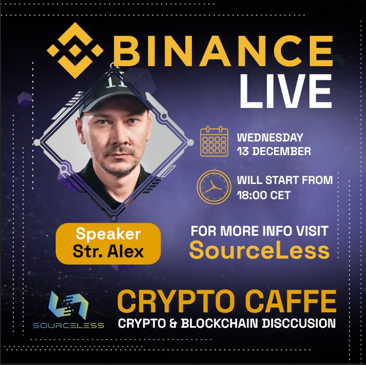 SourcelessB's tweet photo. 📆 Save the Date: Dec 13 | ⏰ 18:00 CET |
📍 Binance Live
Join SourceLess founder Alexandru Stratulat for a #CryptoCafe chat!
Dive into blockchain, web solutions, global connectivity, and the power of education. Uncover the future with SourceLess' STR Domains!
#binance https://t.co/iYzO8koSjU