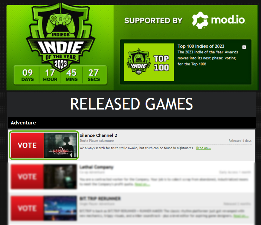 Top 100 - 2022 Indie of the Year Awards - IndieDB
