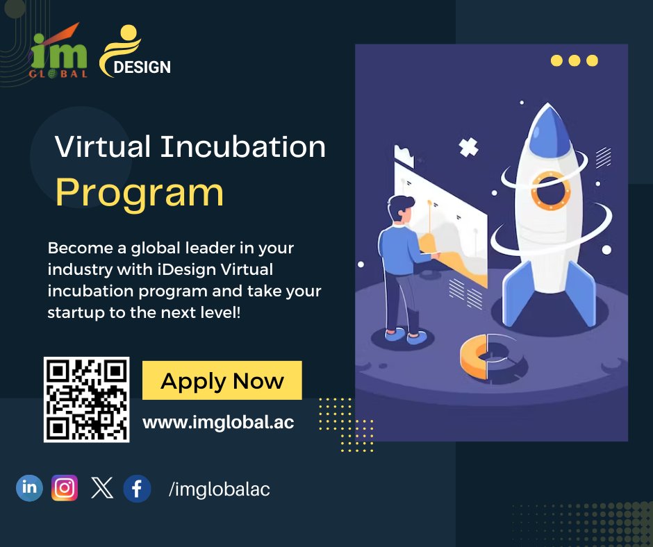 If you are an early-stage startup, the iDesign Virtual Incubation Program is a great opportunity to get the support and resources you need to grow your business. Apply today at imglobal.ac/idesign

#idesign #iLeapAccelerator #IMGlobal #IncubationMasters