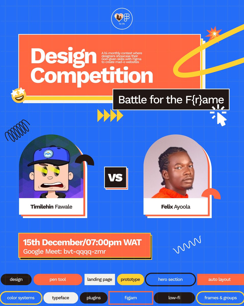 Hello everyone! We @FOF_IleIfe are excited to invite you to the ultimate design showdown, featuring @FawaleTimmy and @Ayoolafelix , two of the most talented designers, battling it out in the Figma arena. friends.figma.com/events/details…