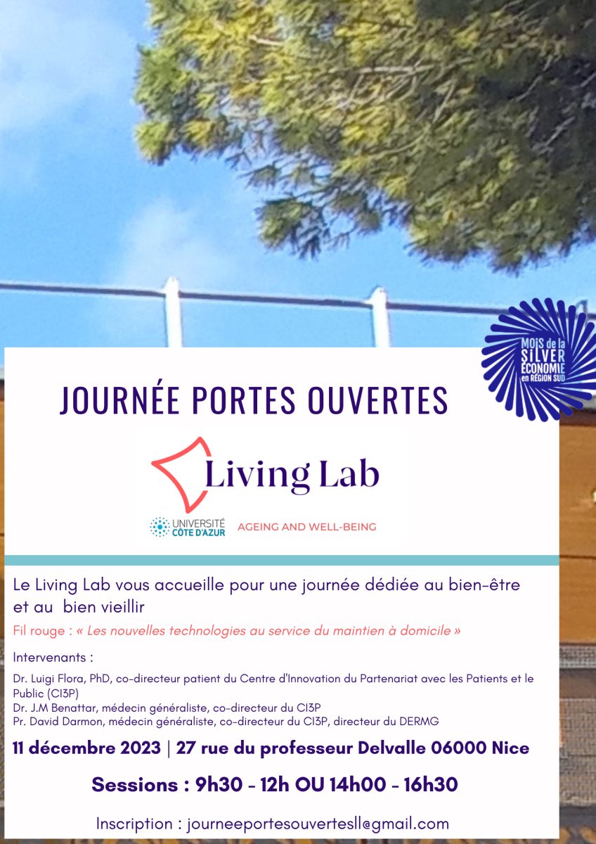 Le Living Lab Ulysseus Ageing &amp; Well Being, acteur de la recherche et de l’innovation sur les sujets dédiés au bien-être et au bien vieillir, organise une Journée Portes Ouvertes  dès ce matin à Delvalle.

#bienvieillir #nice #Maintienadomicile #vieillissement #santé #medecine