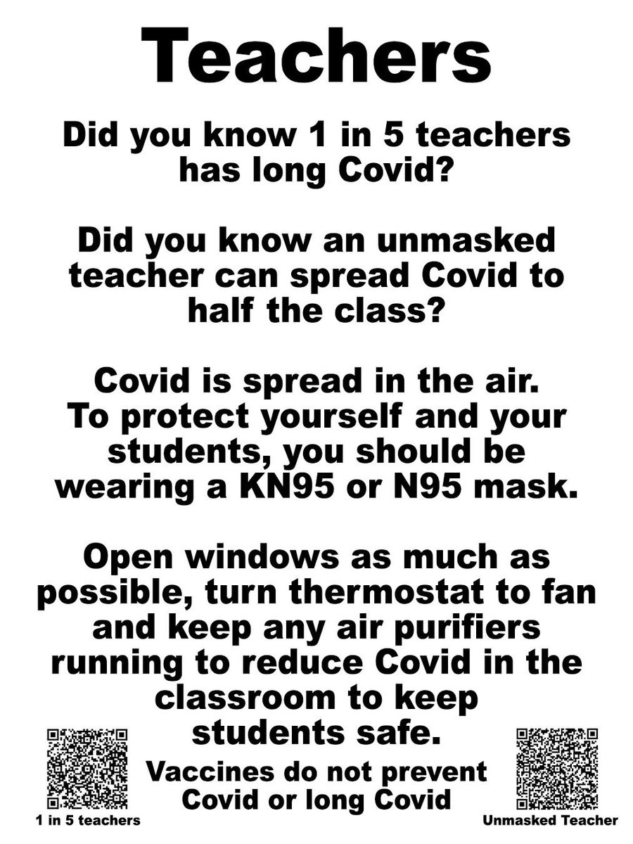 @anndouglas With 1 in 5 teachers struggling with long COVID you’d certainly would think their union would do a much better job of both protecting them and informing them. Teachers see completely clueless about Covid and prevention and what it does to themselves & children.