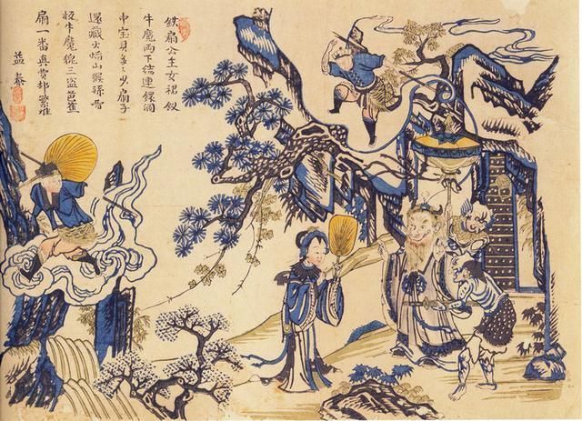 🎨 《鐵扇公主(Iron Fan Princess)》, in the Qing Dynasty
In this painting, #SunWukong is shown in multiple places at the same time. It's a technique called 'heterochronic same-picture(異時同圖法),' often used in Chinese #woodblockPrints to tell a story or convey a message.
#JTTW