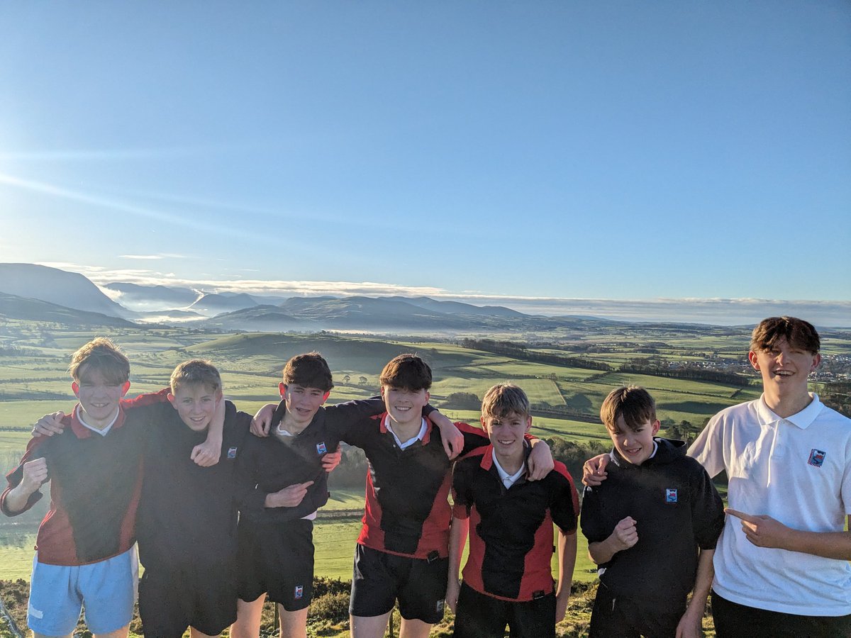 Year 10 students release those endorphins as they reach the top of the Hay. Stunning views as always ☀️ ❄️ @cockermouthsch