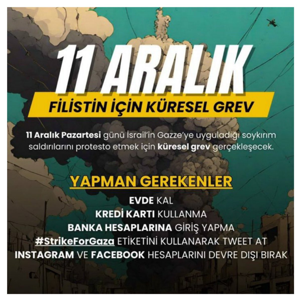 İsrail protestosu amacıyla 1 günlük grev yapanlardan mısın?

A: Evet ben grevdeyim şu an
B: İşe kim gidecek benim yerime
C: İsterdim ama yapamadım 

#StrikeForGaza #israil #filistin