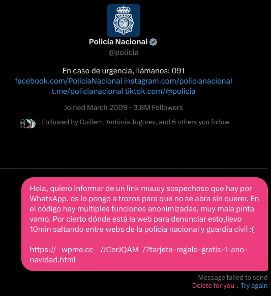 CBGBrian's tweet photo. @policia ya no se cómo mandaros ese aviso :( https://t.co/9Dswk0TVTT