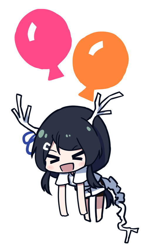 「海龍コラルさんが誕生日の風船で飛んでいく動画用に描いたやつです。良識の範囲内で使」|木屑@デザフェスvol.57【両日 G-141】東京ビッグサイト南ホール 5/20-21のイラスト