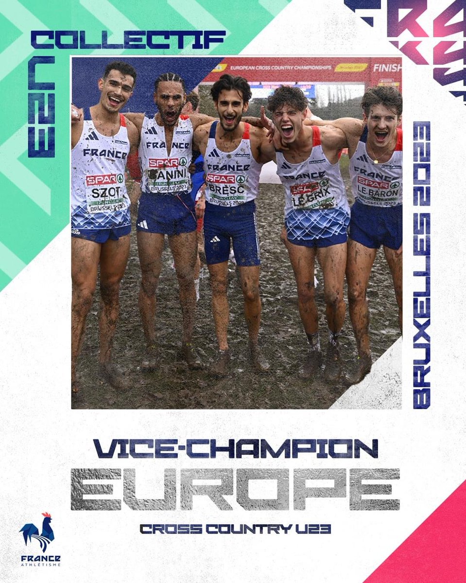 #Brussels2023 🇧🇪 Luc LE BARON (BAC) 🇫🇷 est devenu vice-champion d'Europe de #cross par équipe U23 💥 Sur un parcours exigeant, l'international Espoir a pris une belle 18è place au scratch. @FFAthletisme @BoulogneAc @hautsdefrance @EuroAthletics