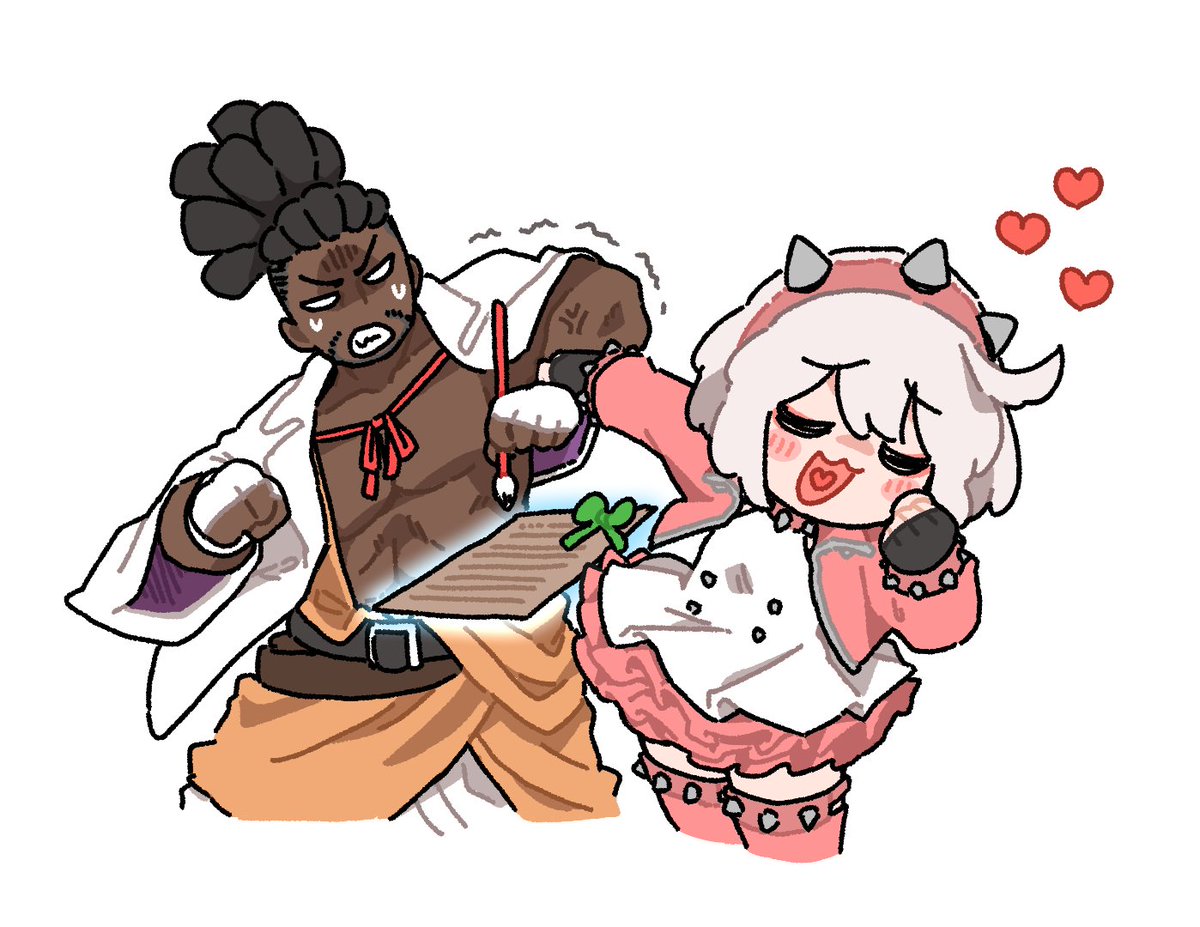 elphelt valentine 1girl 1boy heart dark skin dark-skinned male black hair dreadlocks  illustration images