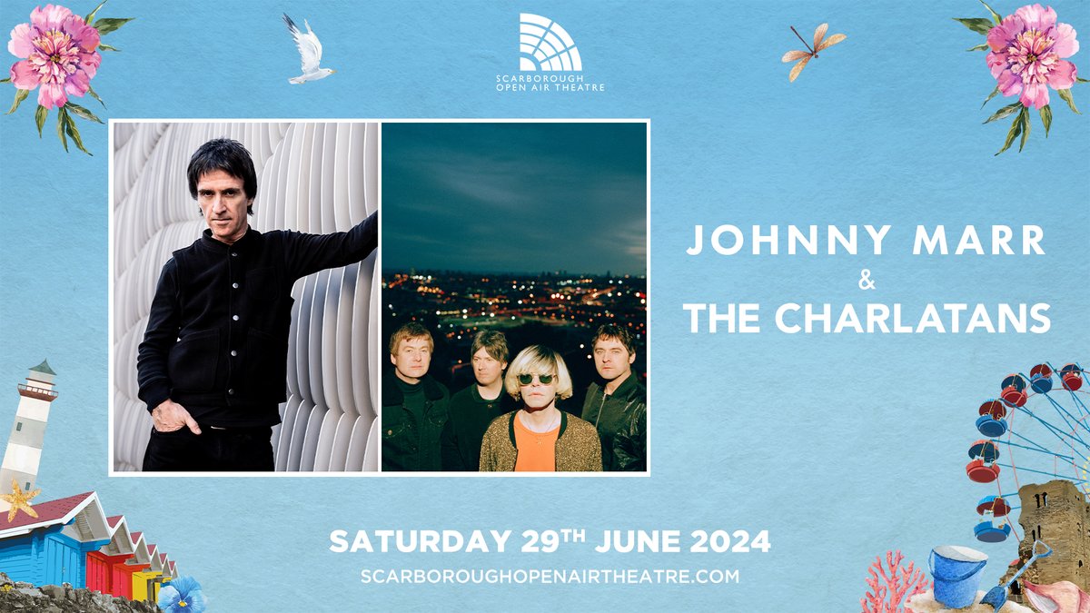 Two of the UK’s most beloved music legends <a href="/Johnny_Marr/">Johnny Marr</a> &amp; <a href="/thecharlatans/">The Charlatans</a> are teaming up for a sensational outdoor show on the Yorkshire Coast next Summer!

Tickets are on sale Friday at 9am, sign up for pre-sale access now 🎟️ bit.ly/3RfMwjf