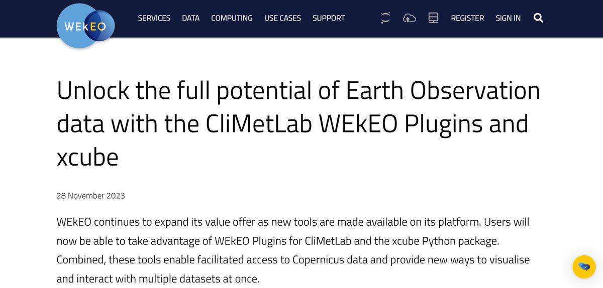 #WEkEO is enhancing its capabilities by introducing new tools on its platform 👇 Users can now leverage WEkEO Plugins for CliMetLab and the xcube Python package, opening up new avenues for accessing and visualizing Copernicus data seamlessly. The CliMetLab WEkEO Plugins…