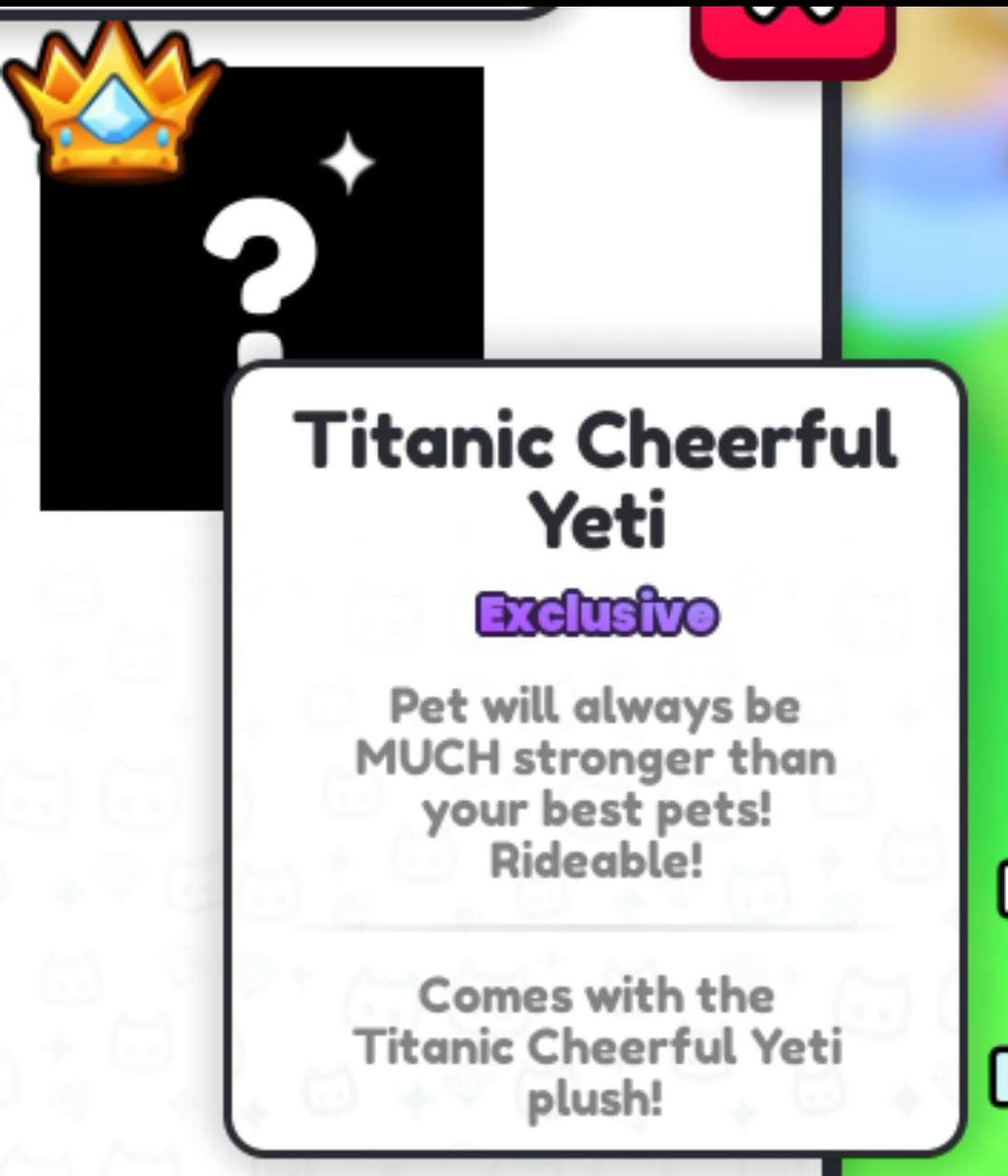 This index has uncovered a number of titans, including the Titanic Fawn, the Titanic Cheerful Yeti, and the Huge Balloon Monkey! #PetSimulator99