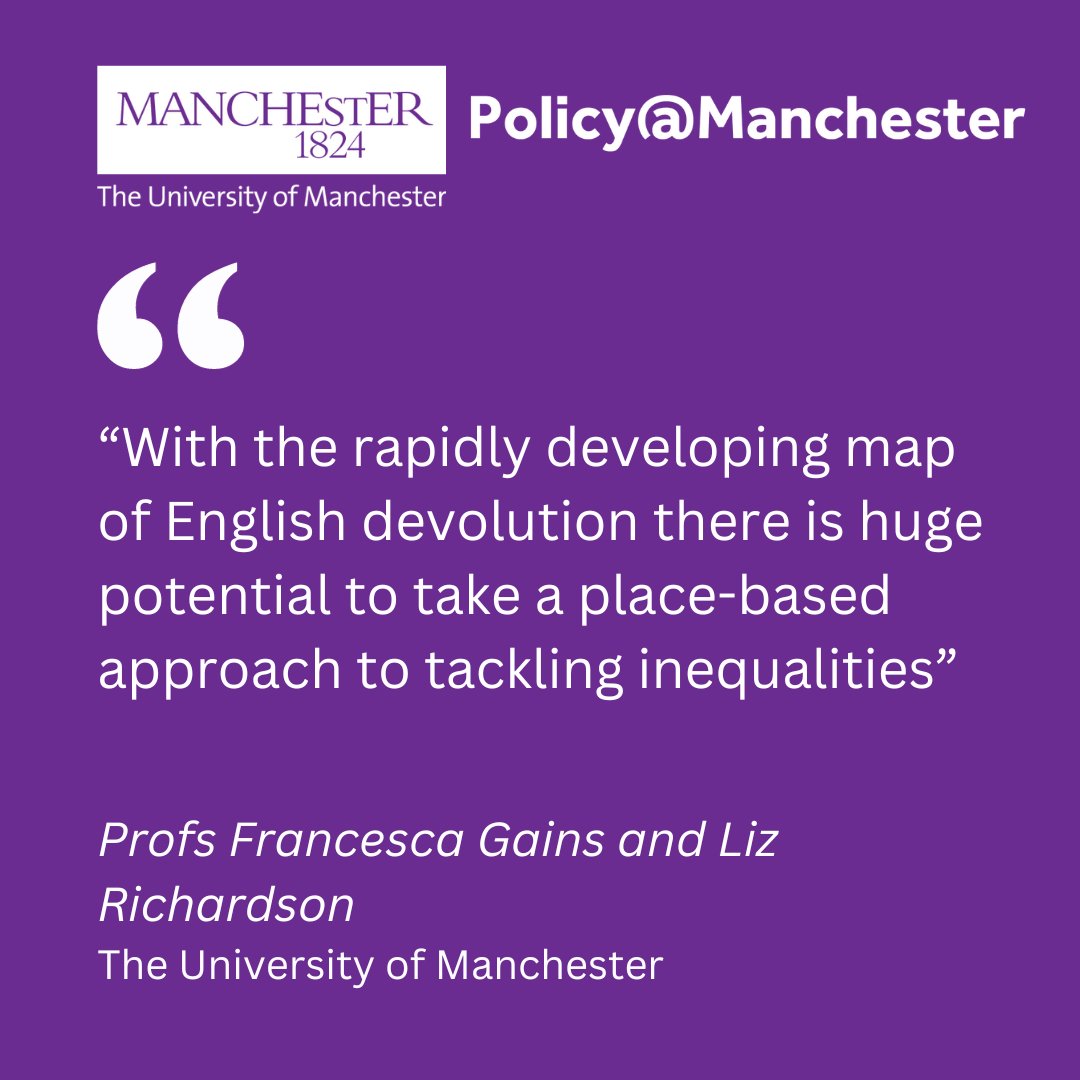 🗳️ Strengthening participation in devolved policymaking is vital to tackle inequalities. 📣 Learn how innovative approaches empower underrepresented voices and enhance decision-making. 📖 Read the latest article from @FrancescaGains and @lizMancUni: blog.policy.manchester.ac.uk/posts/2023/09/…