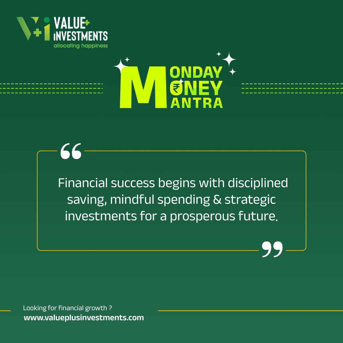 Discipline your savings, spend mindfully, and make strategic investments for a prosperous future.

#ValuePlusInvestments
#FinancialSuccess #WealthManagement #SmartSaving #StrategicInvesting #MoneyMatters #FinancialFreedom #InvestmentStrategies #FinancialPlanning #ProsperityGoals