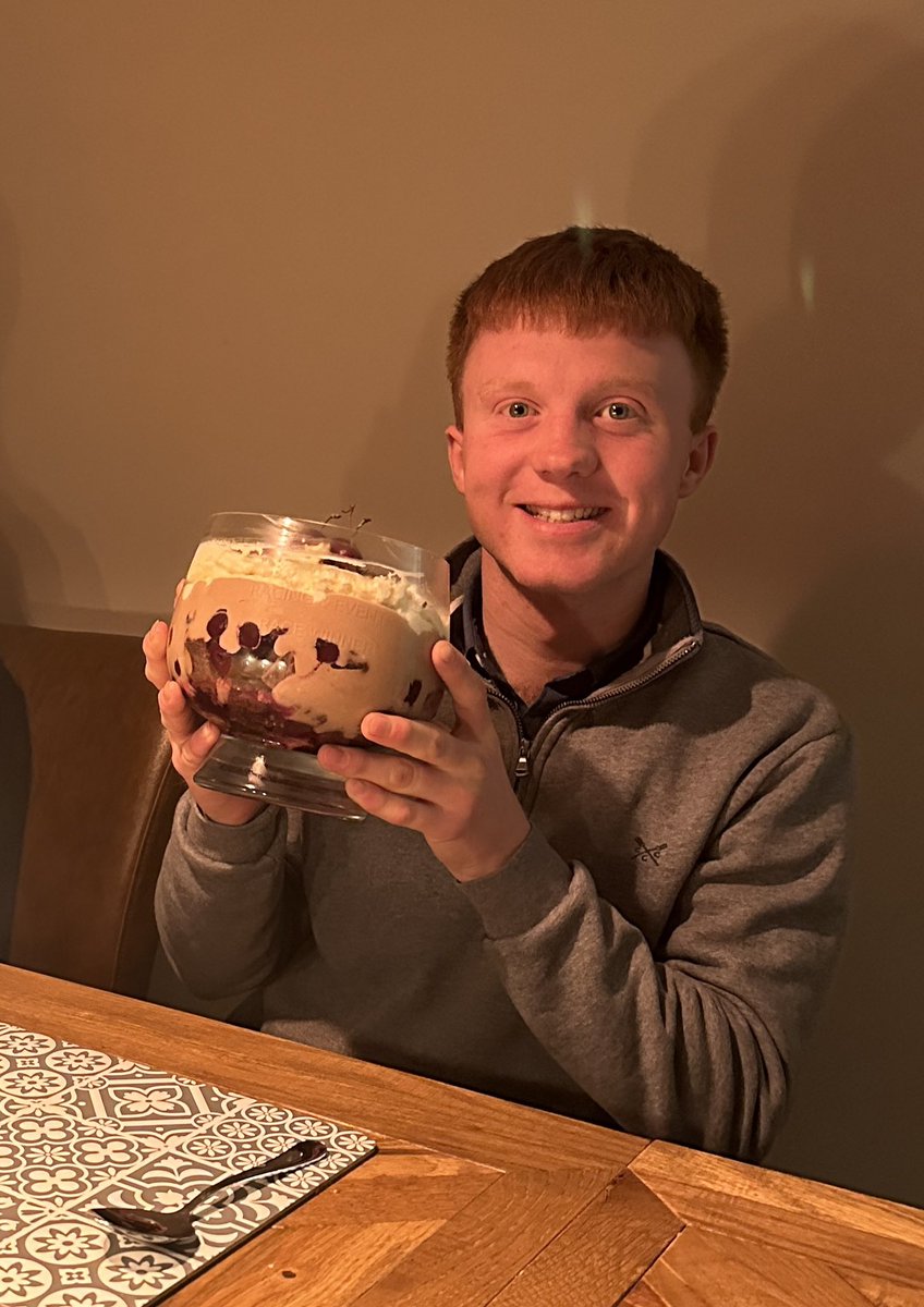 Winning jockey <a href="/TomBuckley23/">Tom Buckley</a> how to celebrate 9 wins out of 10 on The Imposter?! Dessert in your trophy for his latest win <a href="/Chepstow_Racing/">Chepstow Racecourse</a> <a href="/MarkPRacing/">Mark Phillips</a>