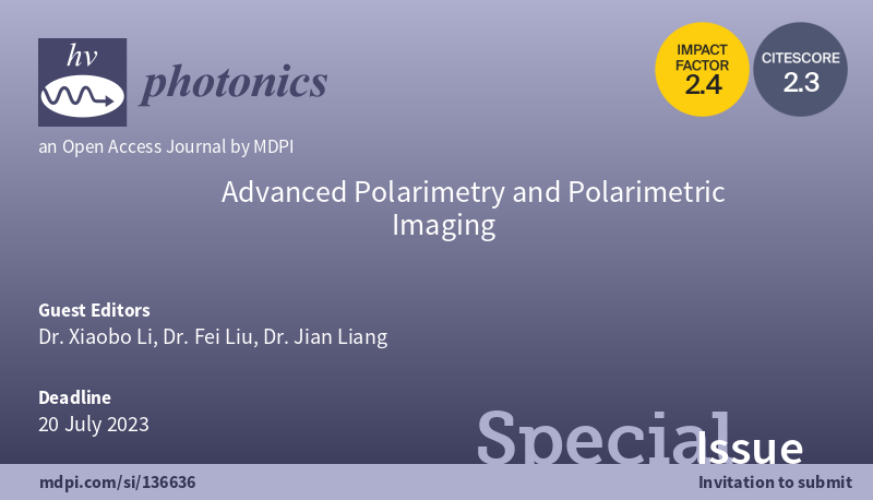 Photonics_MDPI's tweet image. ✨ Don&apos;t miss out on the released Special Issue &quot; Advanced Polarimetry and #PolarimetricImaging&quot; featuring 14 outstanding articles!
🔗 mdpi.com/si/136636
📚 Edited by Dr. Xiaobo Li, Dr. Fei Liu, and Dr. Jian Liang
#Optics #Photonics