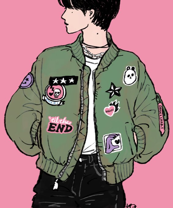 「black hair print jacket」 illustration images(Latest)