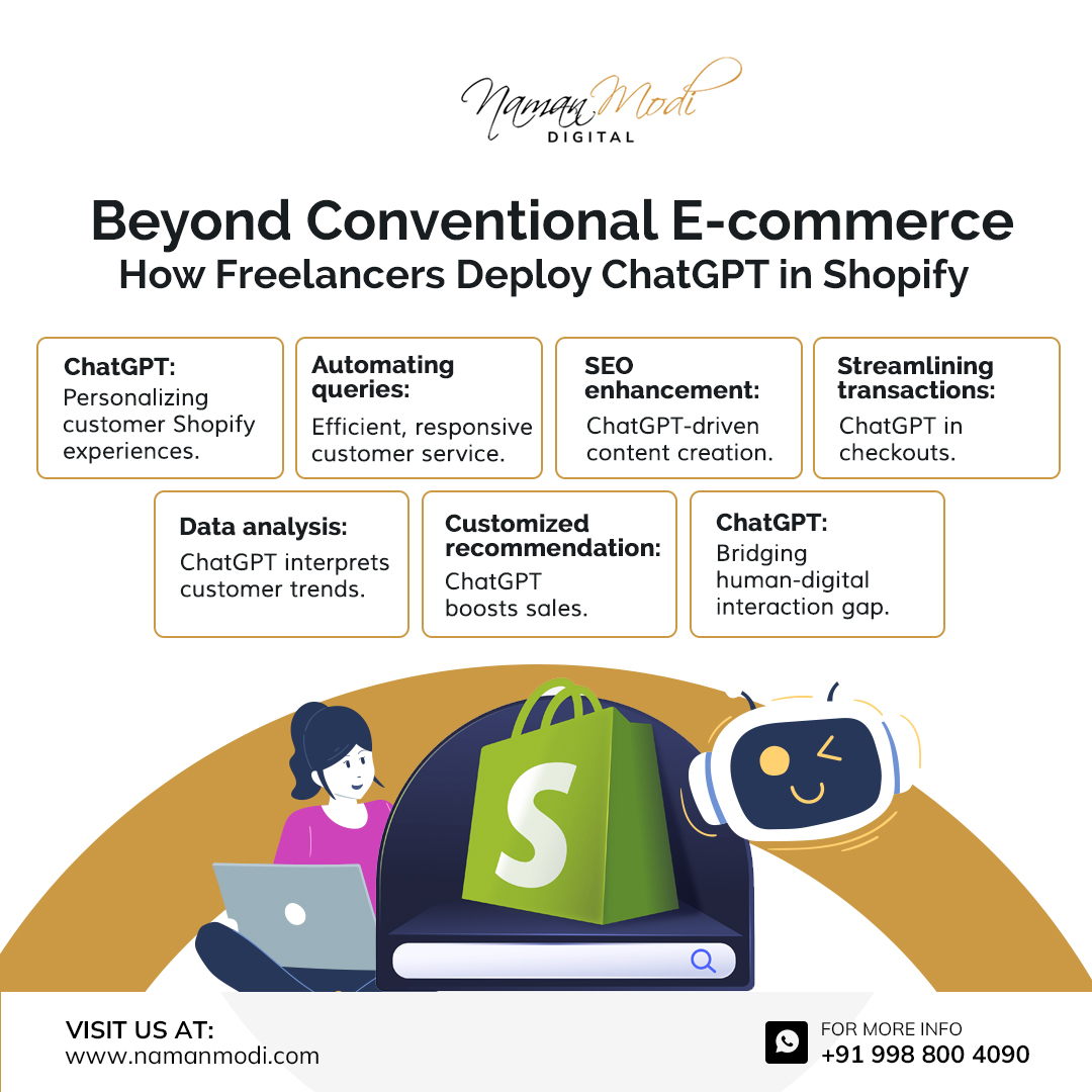 NamanDigital's tweet image. ChatGPT isn&apos;t just for chats. In Shopify, it&apos;s transforming the game! How? Stay tuned!

#digitaltransformation #chatgpt #shopifysolutions  #namanmodidigital