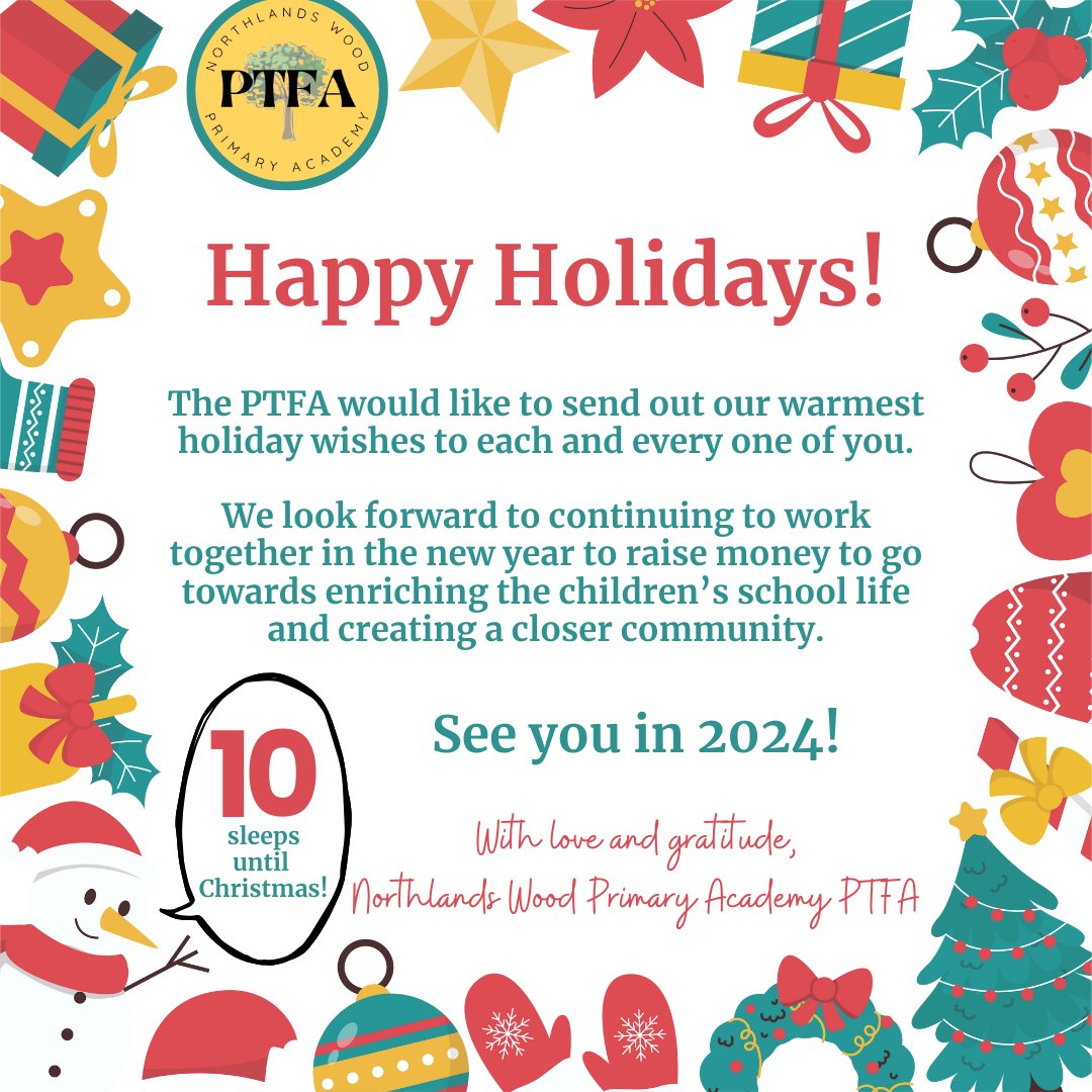 From all of us on the PTFA committee, we wish you a very merry Christmas and a happy new year. See you in 2024!