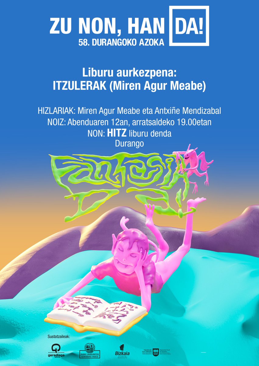 hitzliburudenda's tweet photo. Miren Agur Meabek eta Antxiñe Mendizabalek #itzulerak liburua aurkeztuko dabe.

✍🏻 #aurkezpena
🗓️ abenduak 12, martitzena
⌚ 19:00
📌 Hitz liburudenda, Durango
---
#zunonhanda #meabe #mendizabal #liburua #hitz #liburudenda #hitzliburudenda #artekalea #artekalea23 #durango https://t.co/6fdBI30HzX
