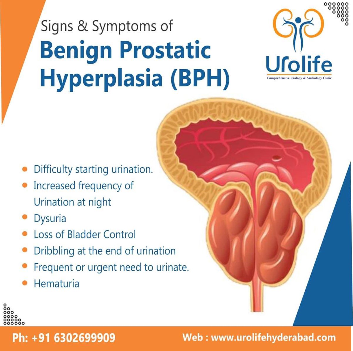 Signs and symptoms of benign prostatic hyperplasia (BPH)

Don’t suffer in Silence Call us to book an appointment now.

#Hyderabad #BPHcauses #BPH #benignprostatichyperplasia #urology #PROSTATE #BPHTreatment #urinaryhealth #urinarytrackhealth #kidneyproblems #Telangana
