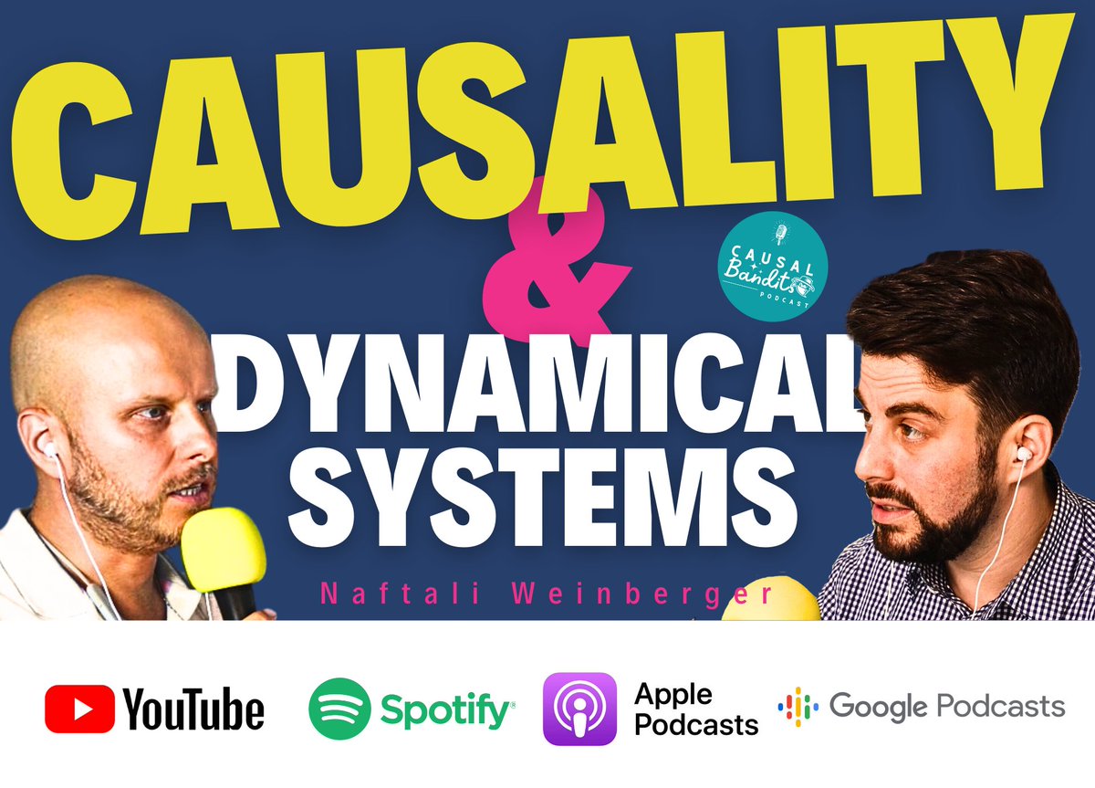 Can we meaningfully talk about causality in dynamical systems?

Some people are puzzled when it comes to dynamical systems and the idea of causation.

[PREMIERE TODAY] 👇🏼

1/n

#CausalBanditsPodcast #causality #causaltwitter #dynamicalsystems #complexity