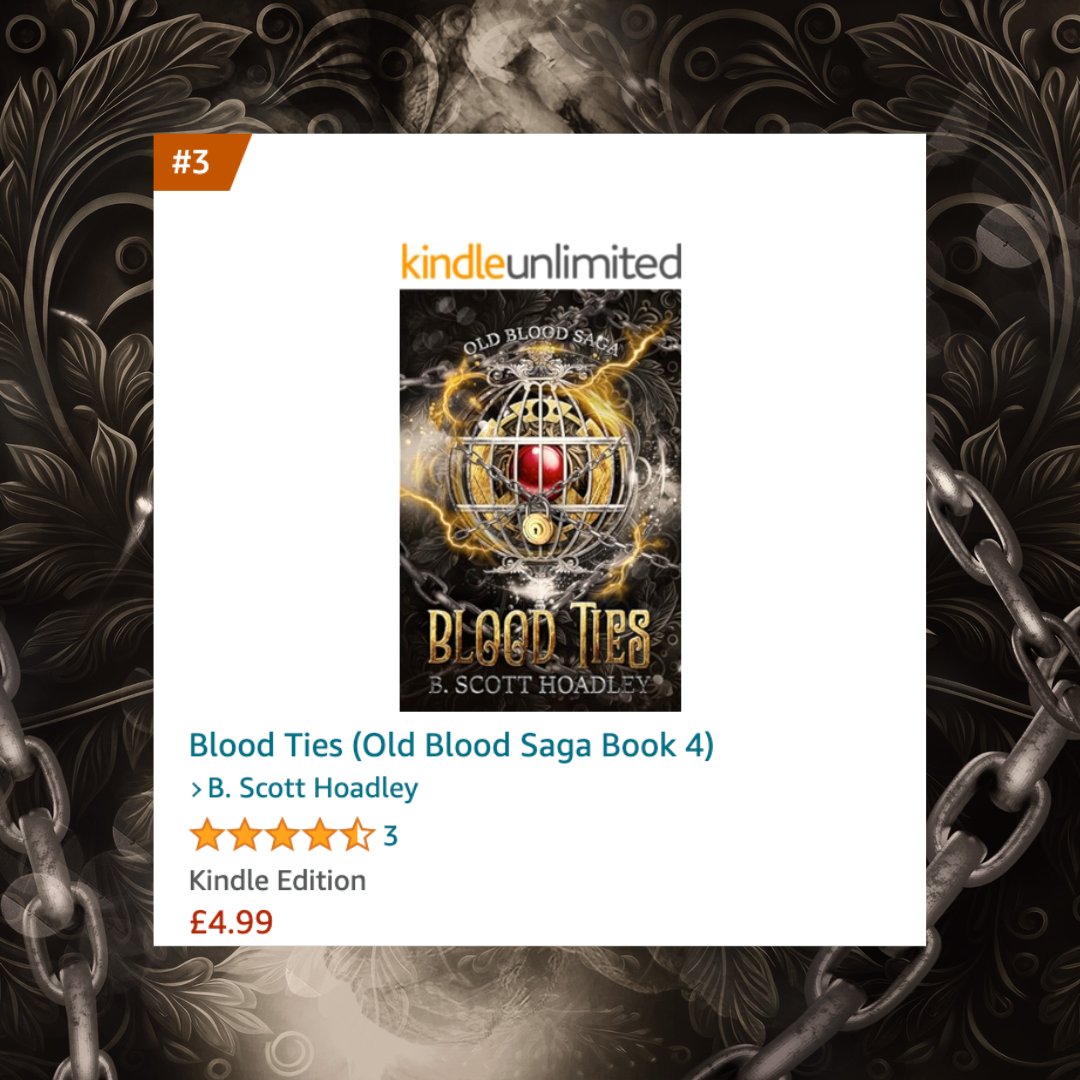 Yesterday was a good day for my new release, BLOOD TIES, fourth installment of the OLD BLOOD SAGA. It reached # 3 on the Amazon Best Seller list for Vampire Fiction for Young Adults! #OldBloodSaga #BloodTies #urbanfantasy #booktwt #fantasy #books #Amazon #KindleUnlimited