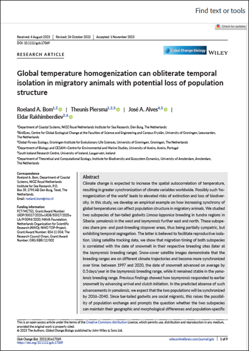 GlobalFlyway's tweet photo. We explore how temperature homogenization may remove isolation of 2 populations of bar-tailed #godwits with potential loss of population structure due to #climatechange in new paper in
@GlobalChangeBio: https://t.co/TOGiH6T80u !based on snow-cover satellite images &amp; tracked birds https://t.co/4wDyHtcJ5T