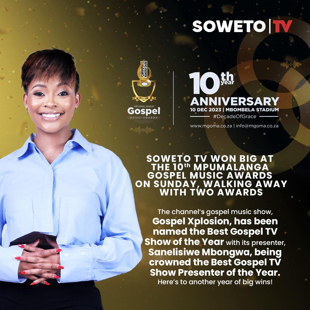 Soweto TV continues to lead! 🥇🏆 Big congratulations to the channel's gospel music show, Gospel Xplosion for winning the Best Gospel TV Show of The Year at the 10th Mpumalanga Gospel Music Awards! The way is up from here! 🎖