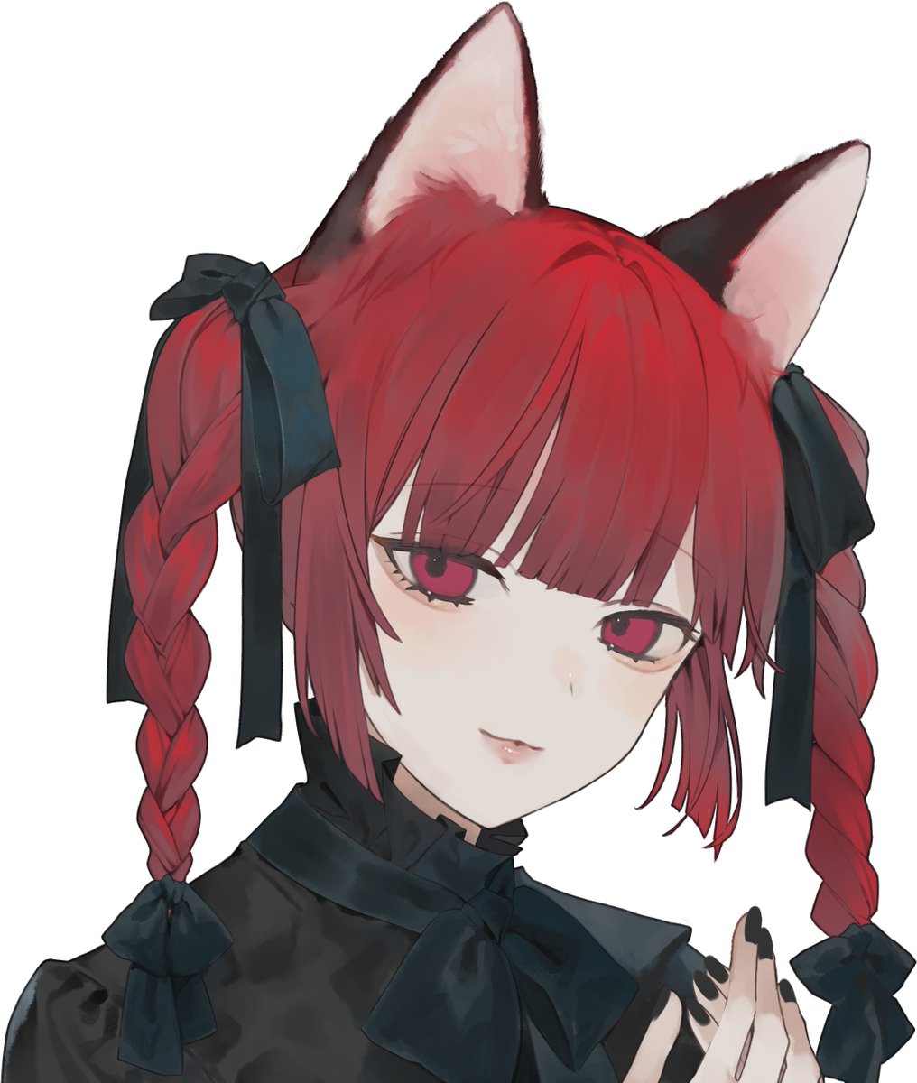 kaenbyou rin 1girl solo animal ears braid red hair cat ears red eyes  illustration images