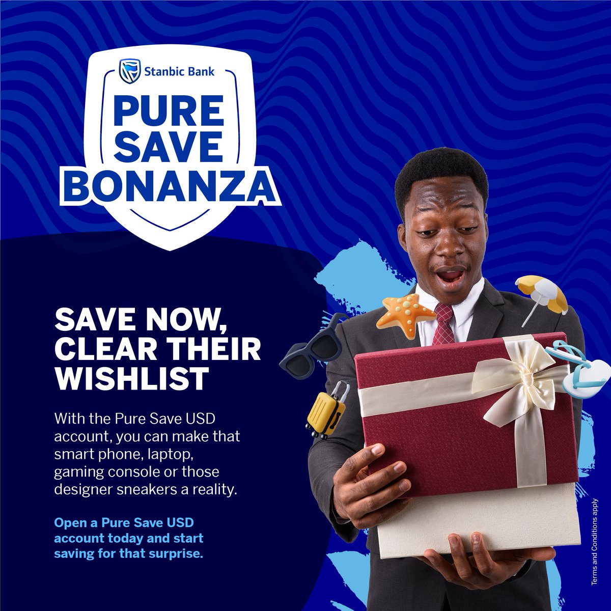 StanbicBankZW's tweet photo. You can achieve anything with the Pure Save USD account! You can save for any item on your wish list, from a smartphone to a laptop, from a gaming console to designer sneakers. Open an account today and start ticking off your list! #PureSave https://t.co/yxoi41mGEg